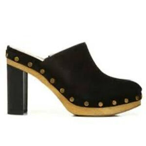 Veronica Beard Grita Black Suede Studded Clogs Size 6.5